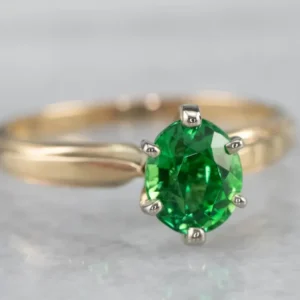 Vintage Goud Tsavorite Garnet Ring met CE-Keurmerk