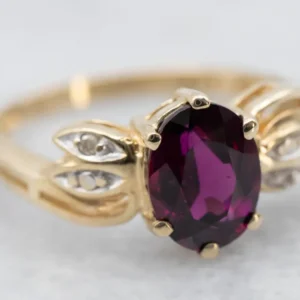 Vintage Grape Garnet and Diamond Ring