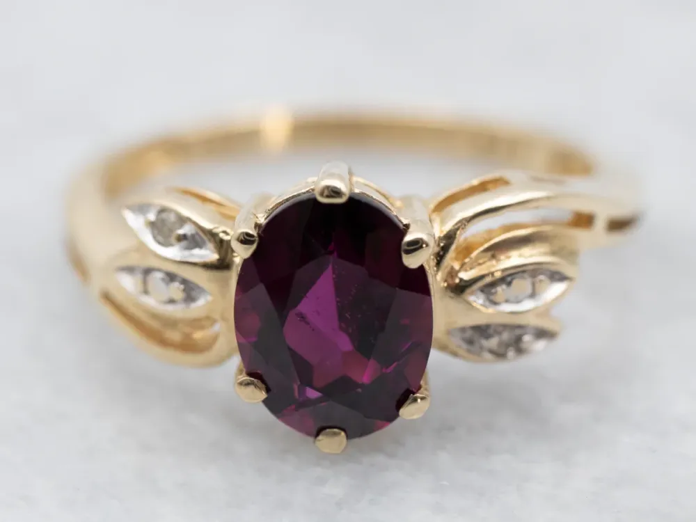 Vintage Grape Garnet and Diamond Ring