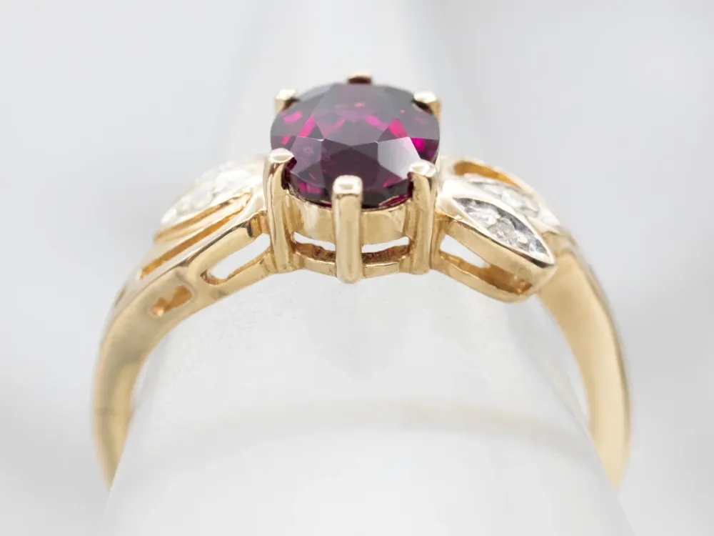 Vintage Grape Garnet and Diamond Ring