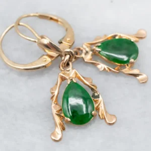 Vintage Green Jade Drop Earrings