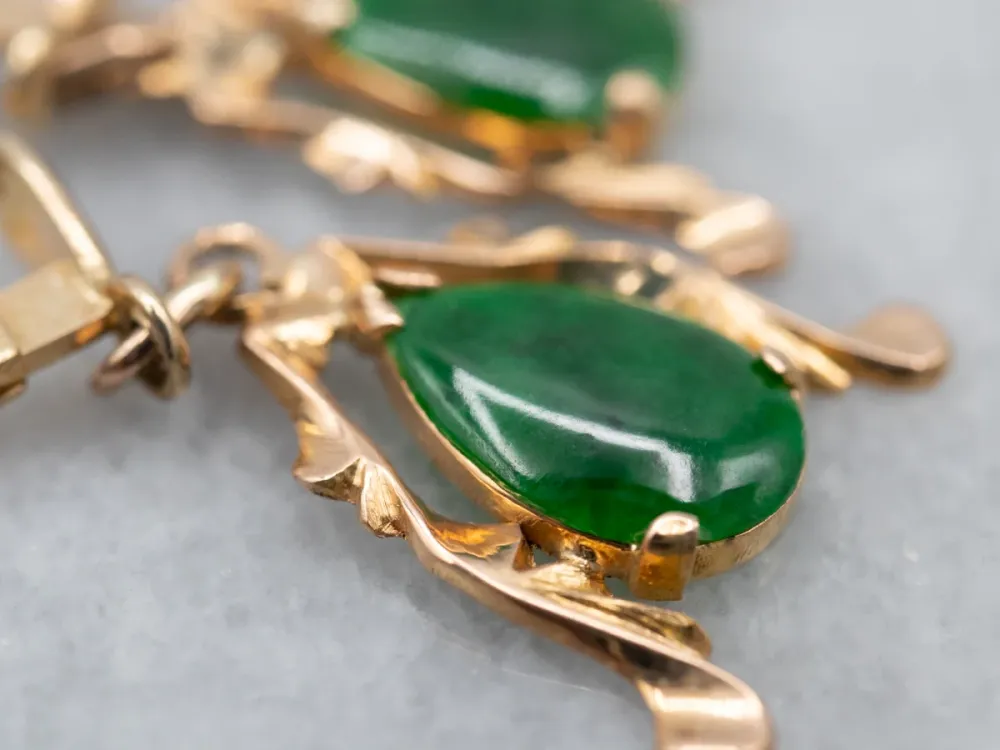 Vintage Green Jade Drop Earrings