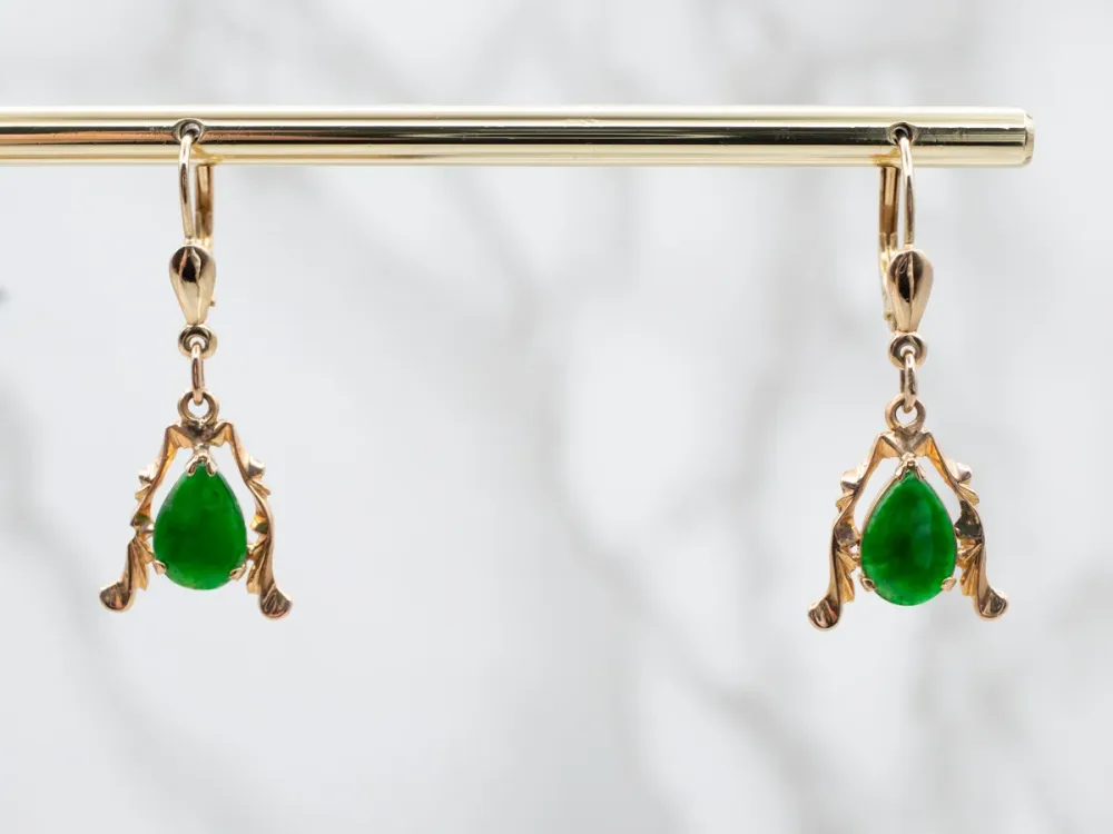 Vintage Green Jade Drop Earrings