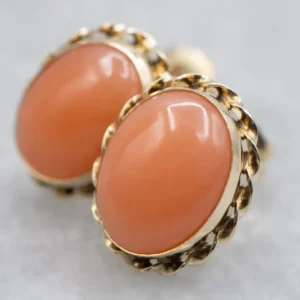 Vintage Imitation Coral Gouden Stud Earrings