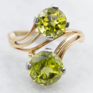 Vintage Jabel Peridot and Gold Bypass Ring