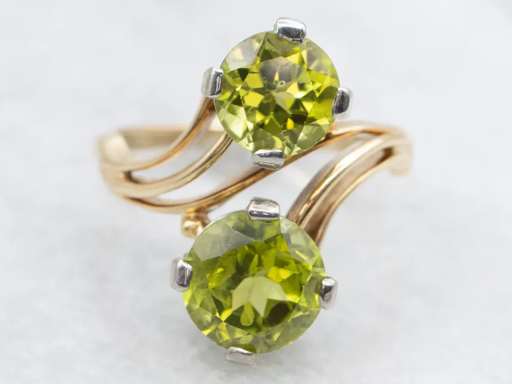 Vintage Jabel Peridot and Gold Bypass Ring