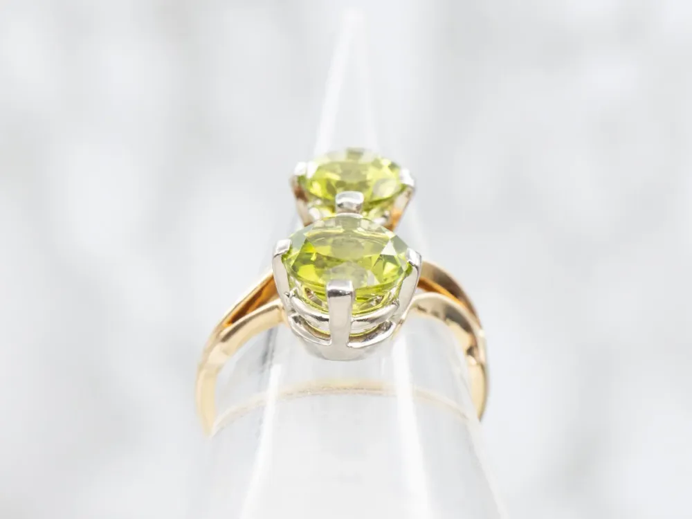 Vintage Jabel Peridot and Gold Bypass Ring