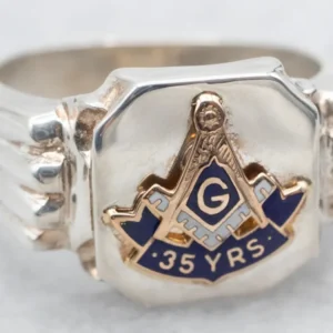 Vintage Masonic 35th Year Anniversary Statement Ring
