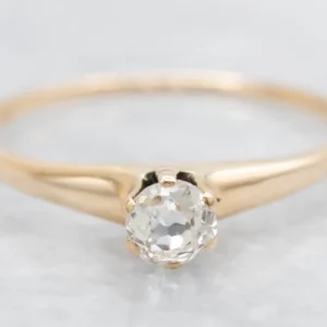 Vintage Old Mine Cut Diamond Solitaire Engagement Ring