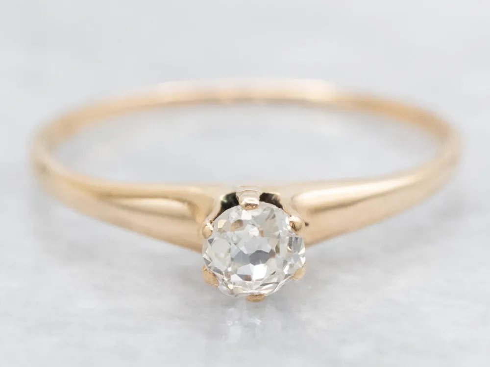 Vintage Old Mine Cut Diamond Solitaire Engagement Ring