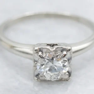 Vintage Orange Blossom European Cut Diamond Solitaire Engagement Ring