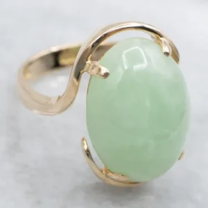 Vintage Oval Cut Jadeite Bypass Ring