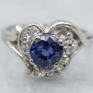 Vintage Purple Sapphire and Diamond Ring
