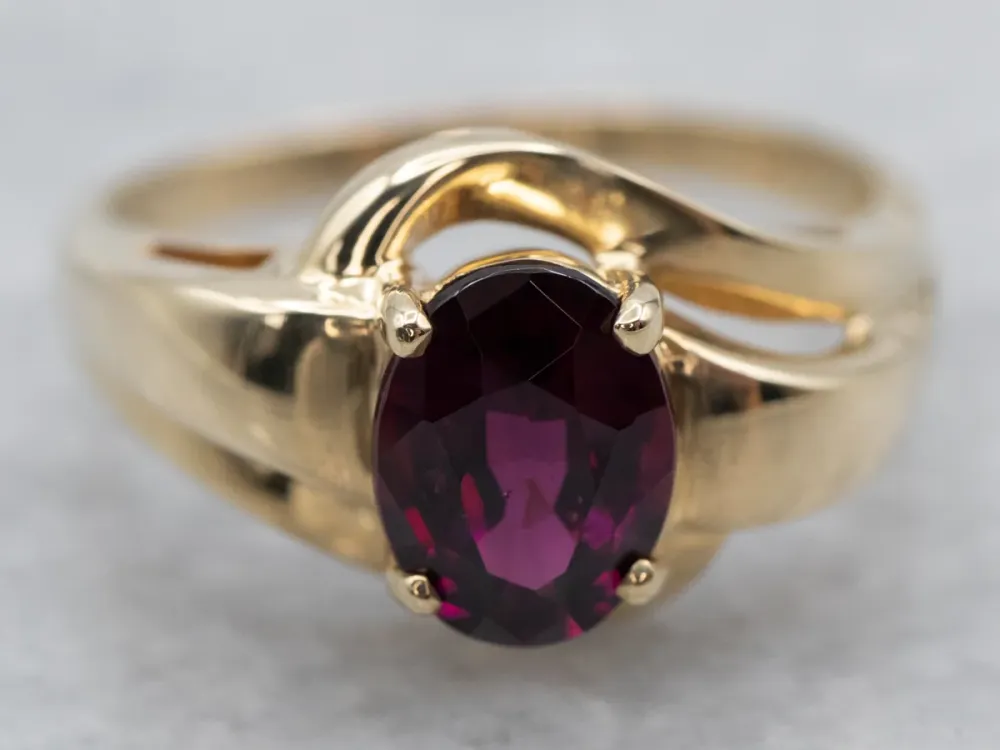Vintage Rhodolite Garnet Ring Zonnegeel Gold