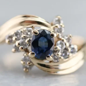 Vintage Sapphire and Diamond Bypass Ring