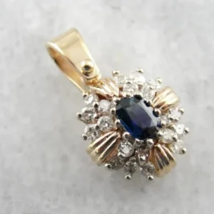 Vintage Sapphire Diamond Cluster Pendant