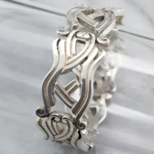 Vintage Taxco Sterling Silver Gebloemd Link Bracelet