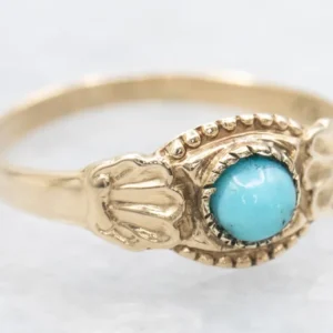 Vintage Turquoise Ring Scallop Details