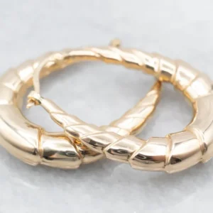 Vintage Verguld Ribbed Hoop Earrings