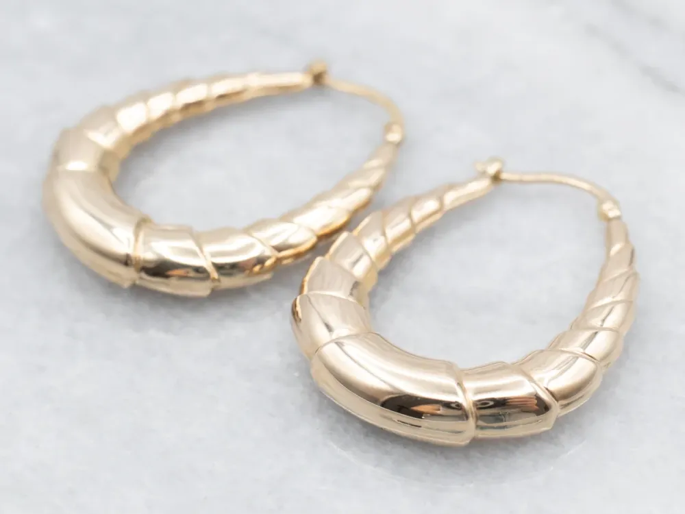 Vintage Verguld Ribbed Hoop Earrings