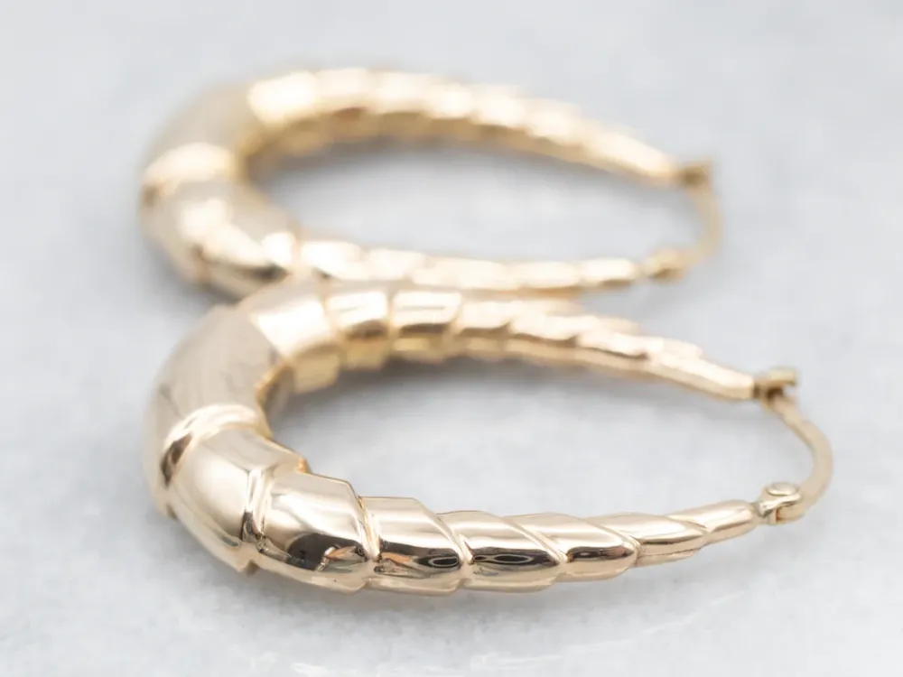 Vintage Verguld Ribbed Hoop Earrings