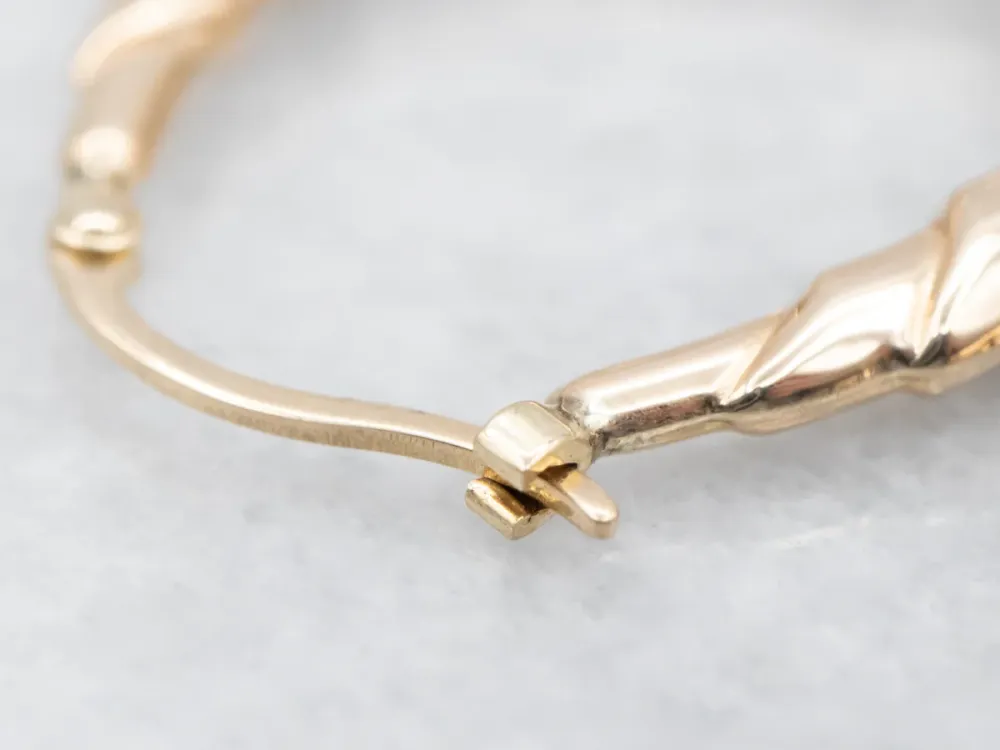 Vintage Verguld Ribbed Hoop Earrings