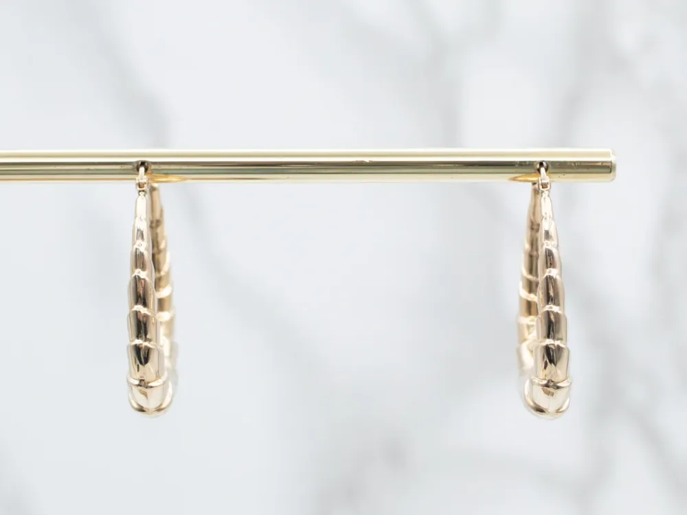 Vintage Verguld Ribbed Hoop Earrings