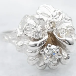 Vintage White Gold Diamond Flower Ring