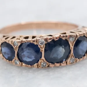 Warm Rose Gouden Sapphire and Diamond Ring - DIN Norm