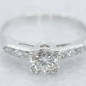 White Gold Retro Diamond Engagement Ring