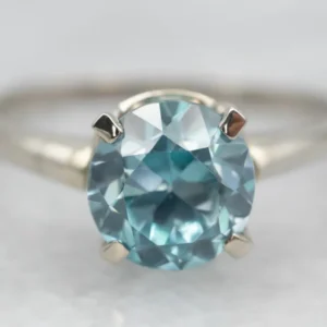 White Gouden Blue Zircon Solitaire Ring met CE-Keurmerk
