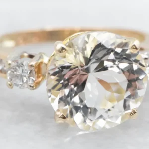 White Topaz and Diamond Statement Ring