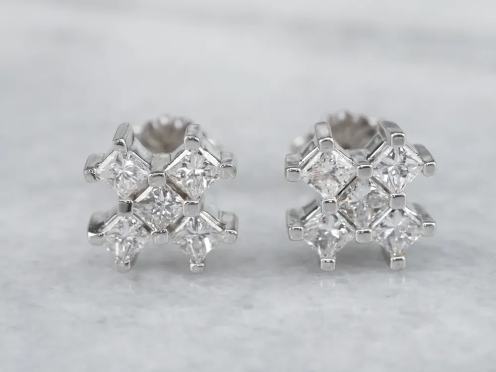 White Verguld Diamond X Stud Earrings