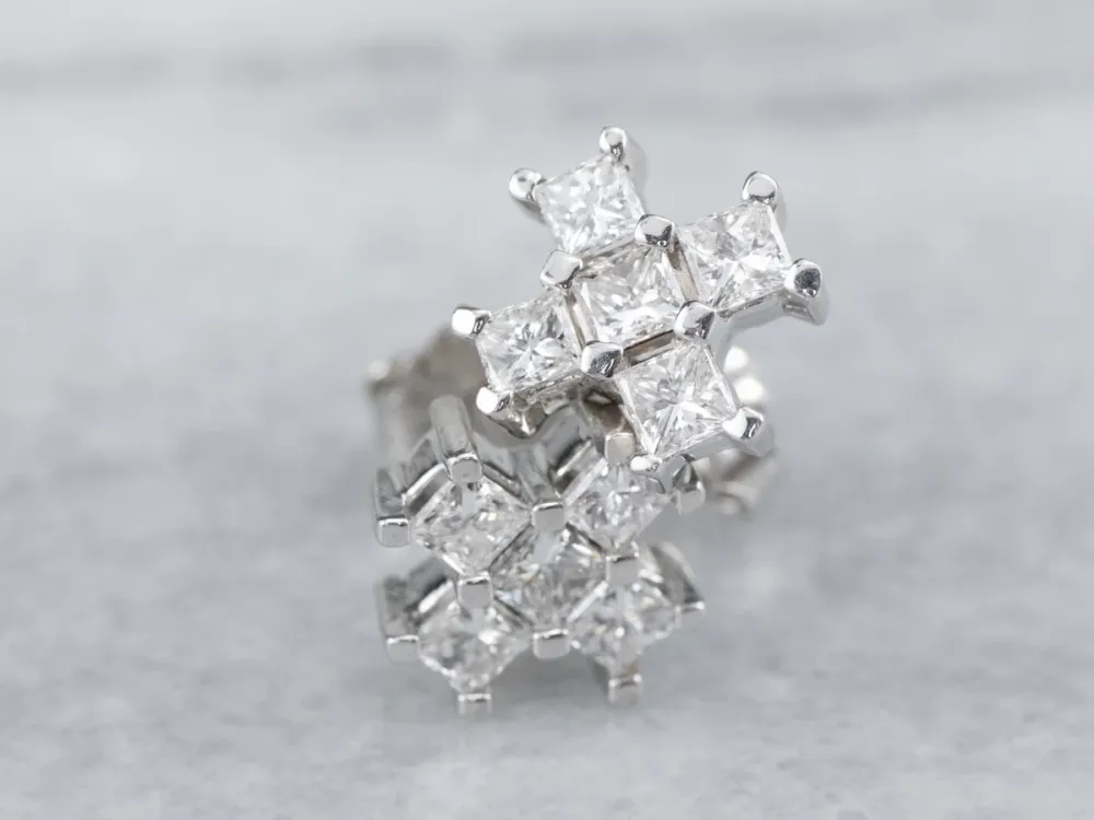 White Verguld Diamond X Stud Earrings