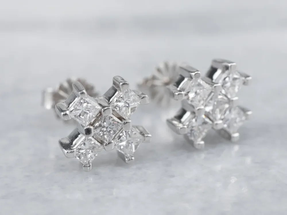 White Verguld Diamond X Stud Earrings