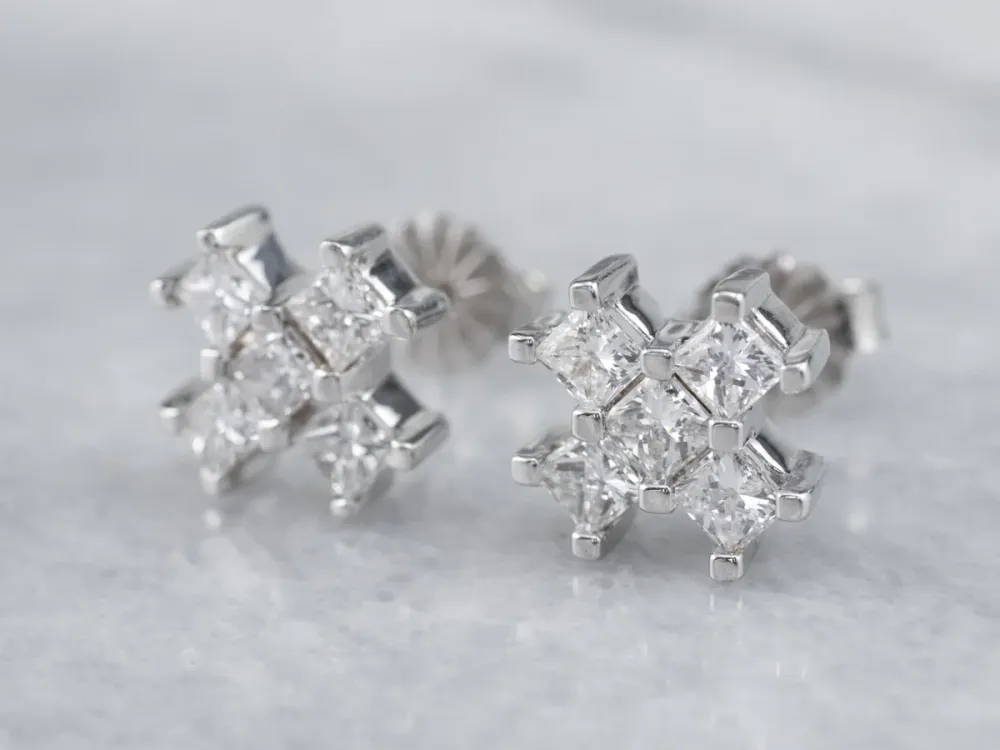White Verguld Diamond X Stud Earrings