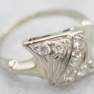 White Verguld Old Mine Cut Diamond Ring
