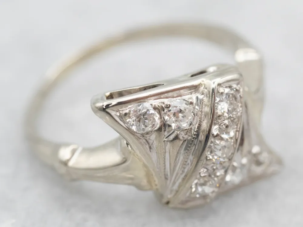White Verguld Old Mine Cut Diamond Ring