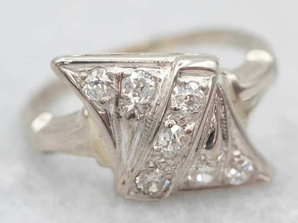 White Verguld Old Mine Cut Diamond Ring