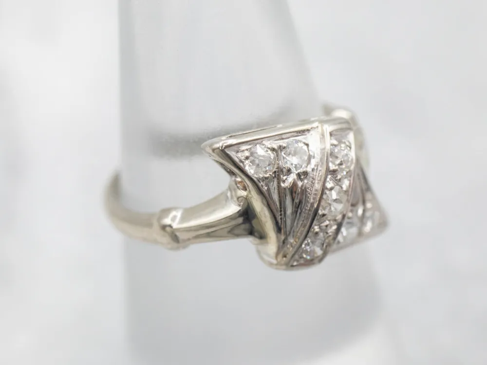 White Verguld Old Mine Cut Diamond Ring