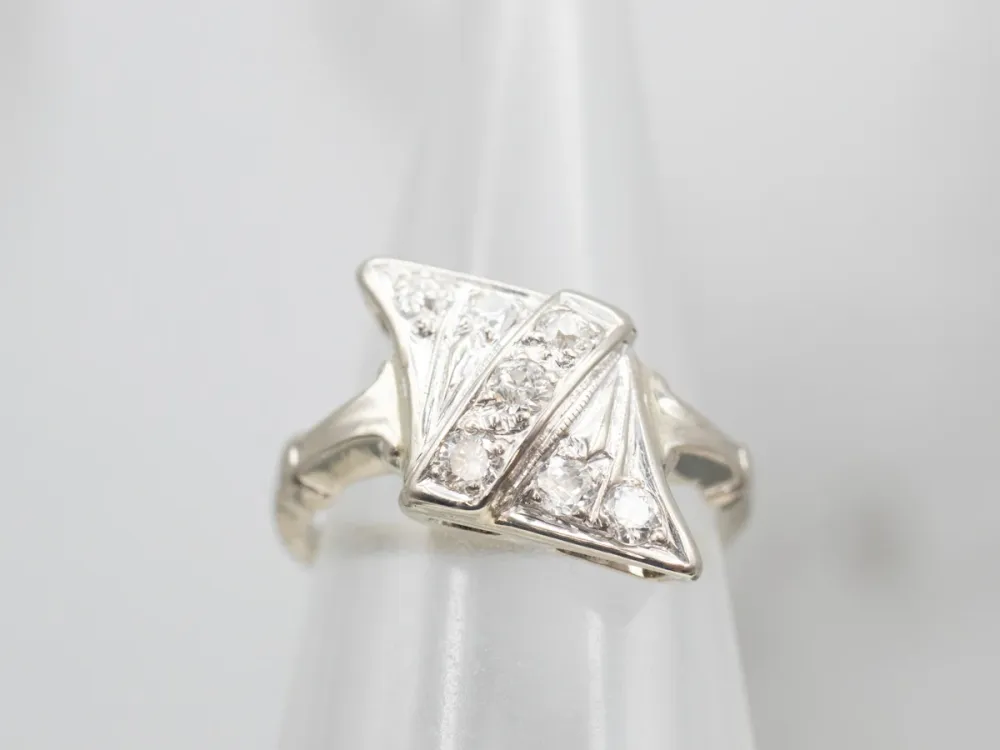 White Verguld Old Mine Cut Diamond Ring