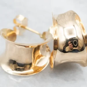 Yellow Gold Concave Hoop Earrings
