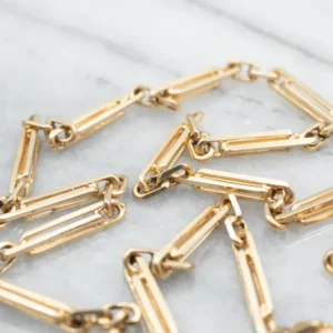 Yellow Gold Elongated Link Spring Ring Clasp