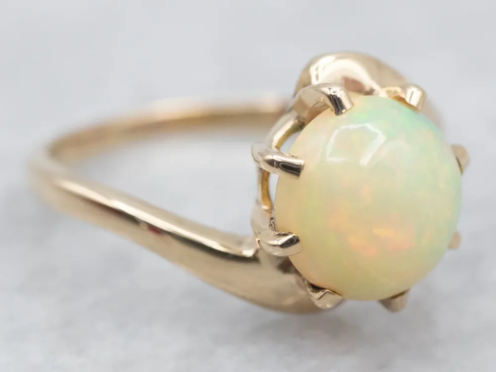 Yellow Gold Opal Bypass Ring