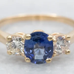 Yellow Gold Sapphire and Diamond Engagement Ring