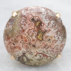 Yellow Goud Crazy Lace Agate Cocktail Ring