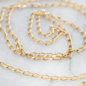 Yellow Gouden Elongated Curb Chain Spring Ring Clasp
