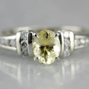 Yellow Sapphire and Diamond Engagement Ring
