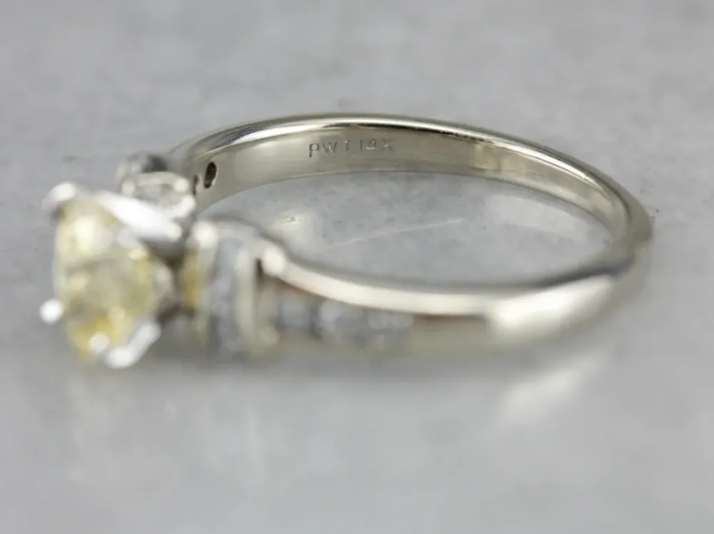 Yellow Sapphire and Diamond Engagement Ring