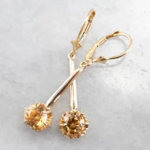 Yellow Zircon Gold Drop Earrings